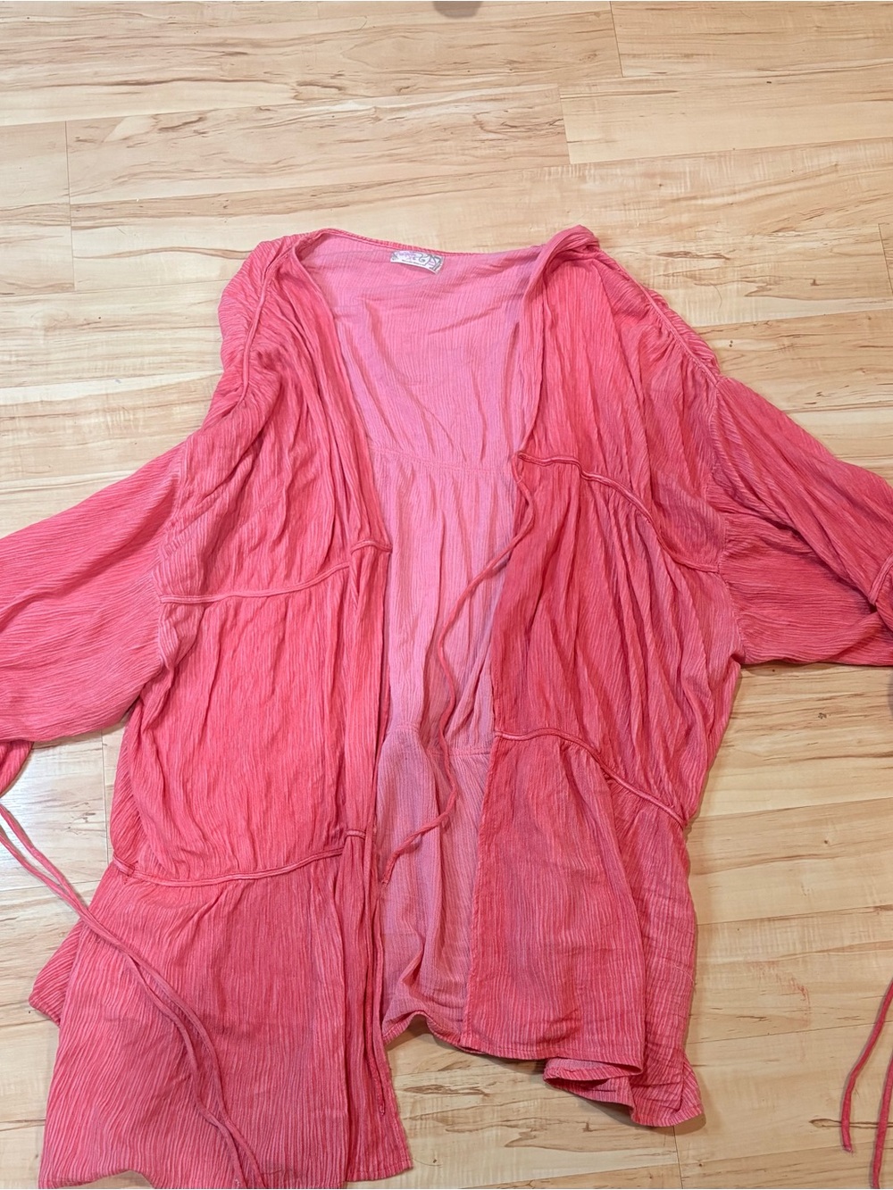 Lightweight Pink Crinkled Open Cardigan
